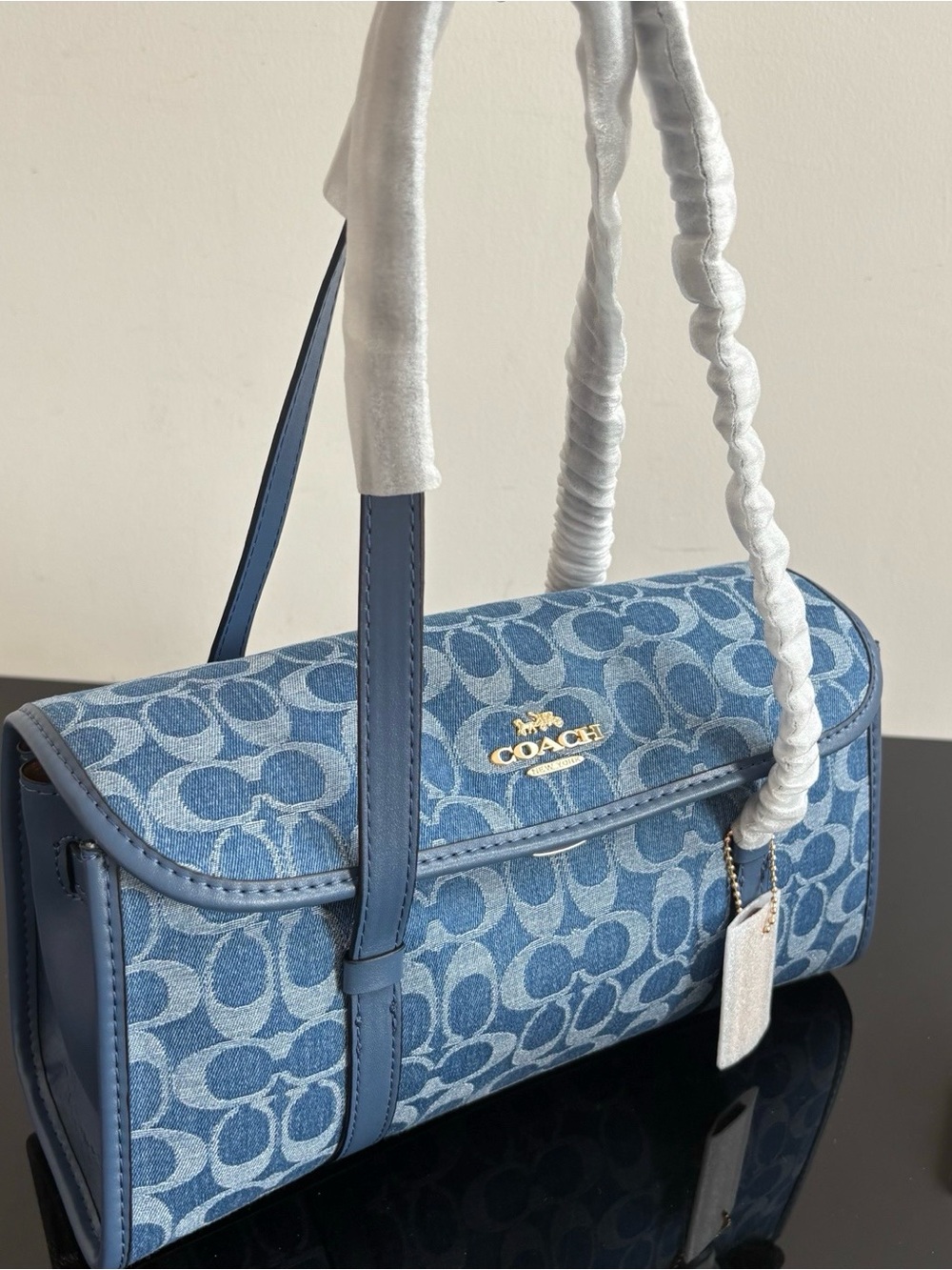 Coach Blue Signature Jacquard Shoulder Bag - Picture 3 of 8